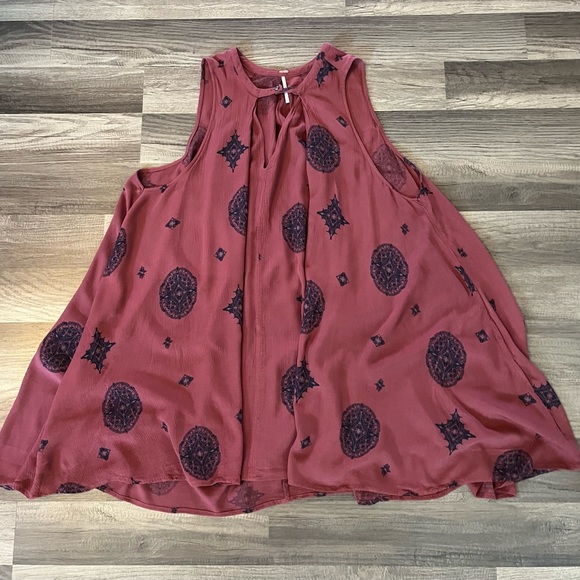 Free People Tree Swing Dress in Maroon Medallion W/Pockets SZ Small - Picture 4 of 8